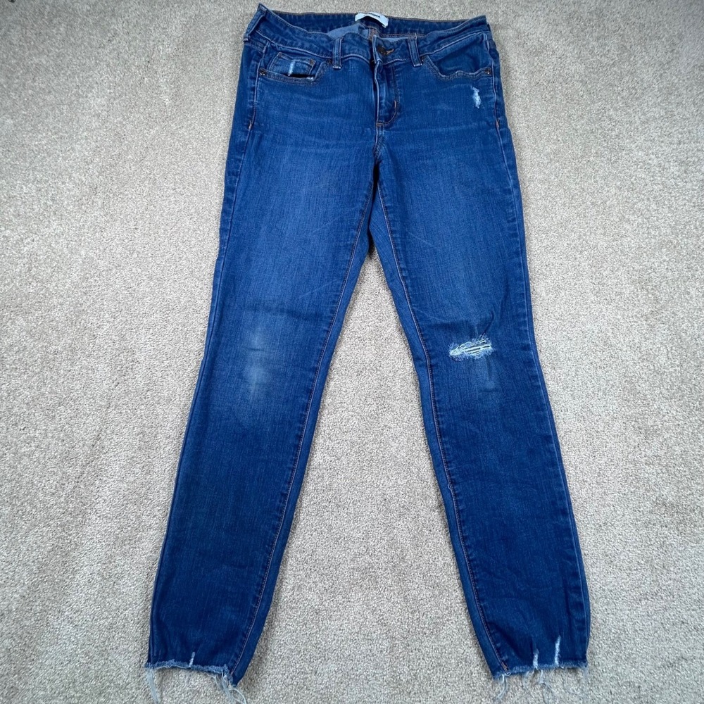 Sonoma Goods For Life Womens Distressed Skinny Jeans Blue Raw Hem Size 12 1174